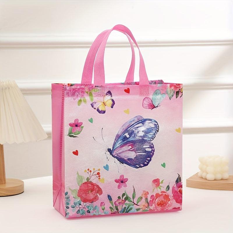 4PCS Large Reusable Handbag Butterfly Pattern Bag