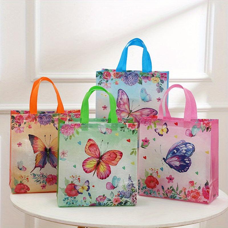4PCS Large Reusable Handbag Butterfly Pattern Bag