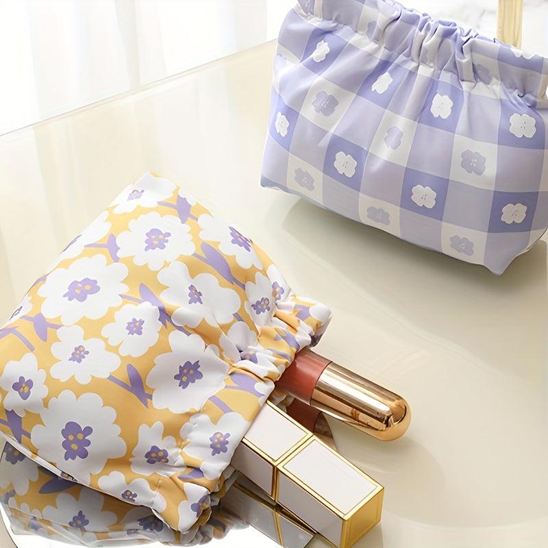 Floral Pattern Storage Bag Ruched Lipstick Coin Purse