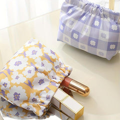 Floral Pattern Storage Bag Ruched Lipstick Coin Purse