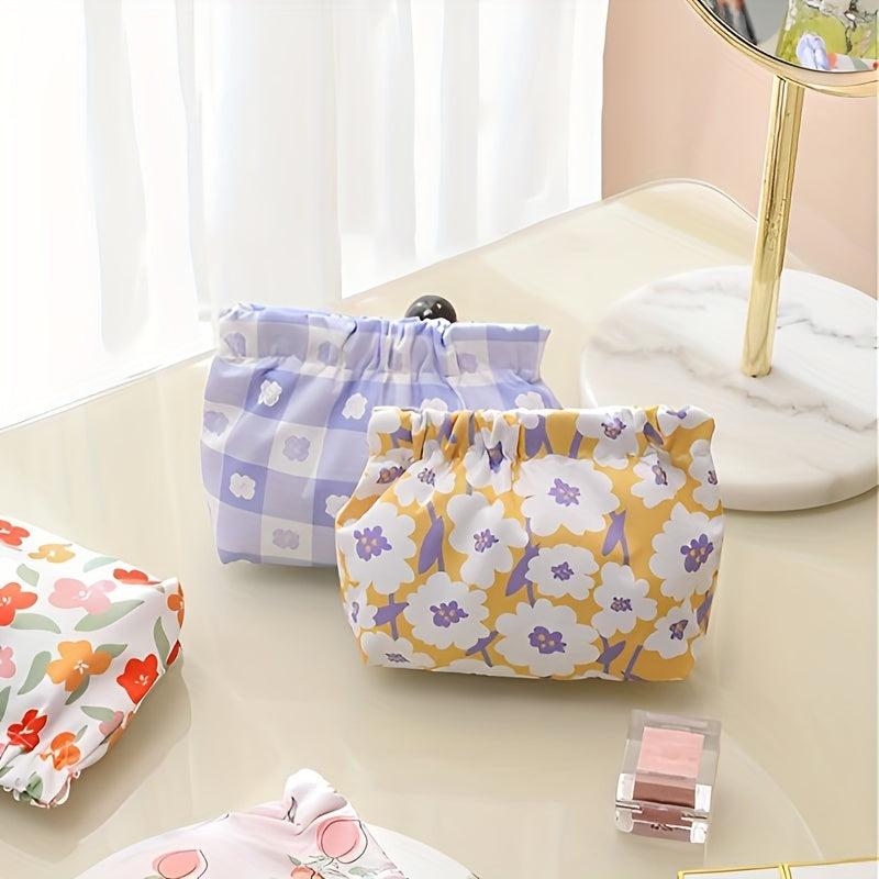 Floral Pattern Storage Bag Ruched Lipstick Coin Purse