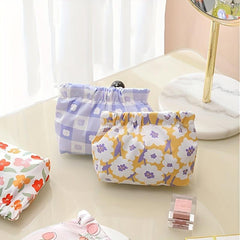 Floral Pattern Storage Bag Ruched Lipstick Coin Purse
