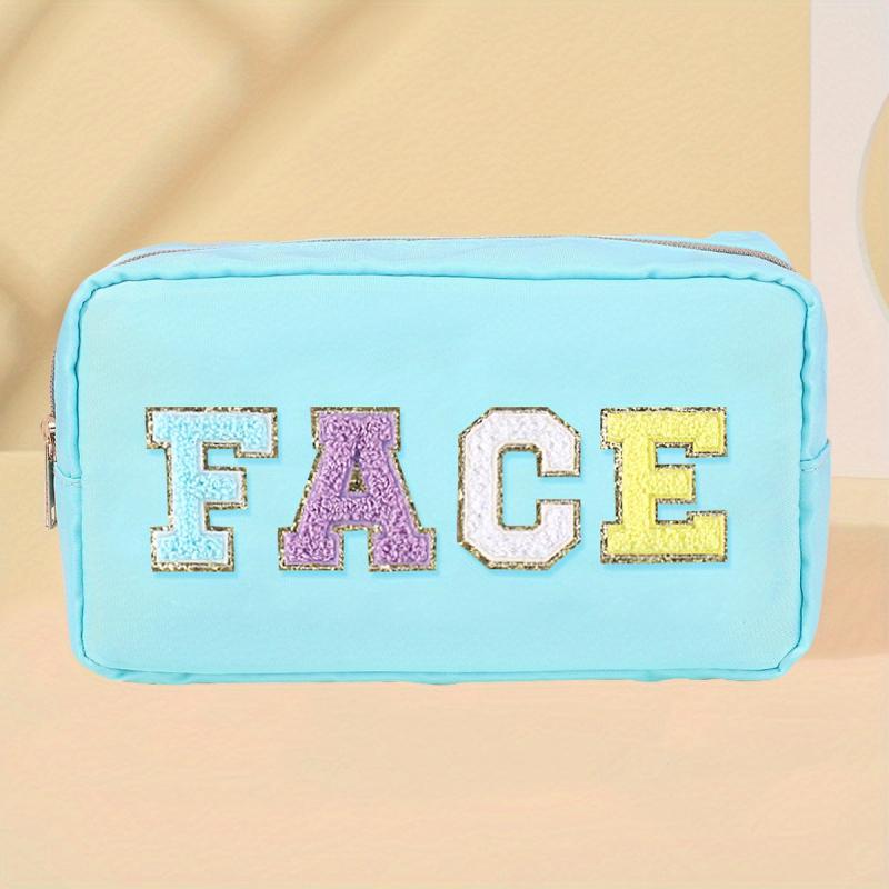 Plush Letter Print Makeup Pouch Zipper Storage Bag
