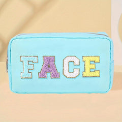 Plush Letter Print Makeup Pouch Zipper Storage Bag