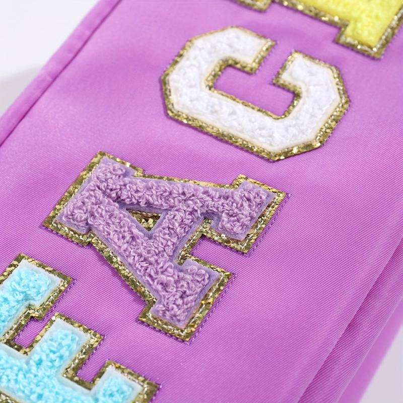Plush Letter Print Makeup Pouch Zipper Storage Bag