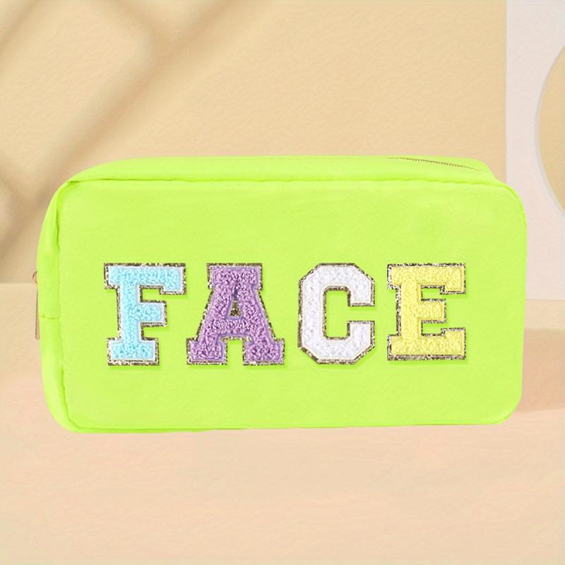 Plush Letter Print Makeup Pouch Zipper Storage Bag