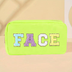 Plush Letter Print Makeup Pouch Zipper Storage Bag