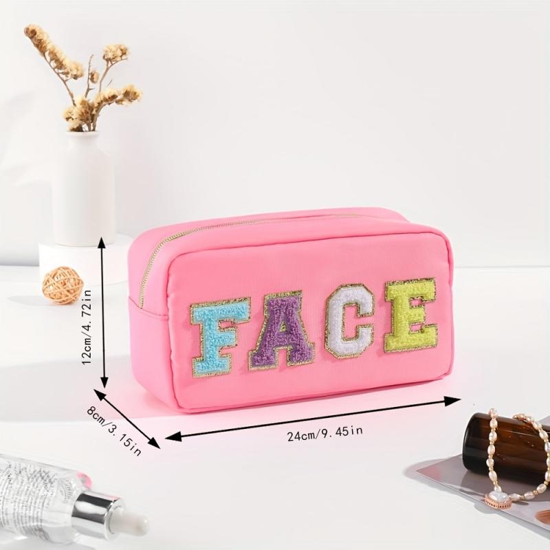 Plush Letter Print Makeup Pouch Zipper Storage Bag