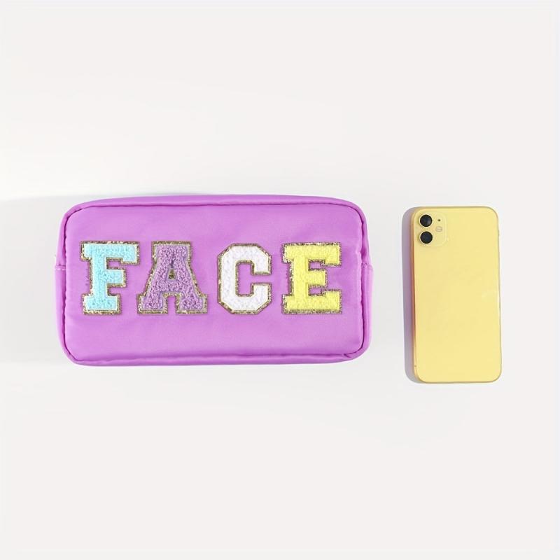 Plush Letter Print Makeup Pouch Zipper Storage Bag