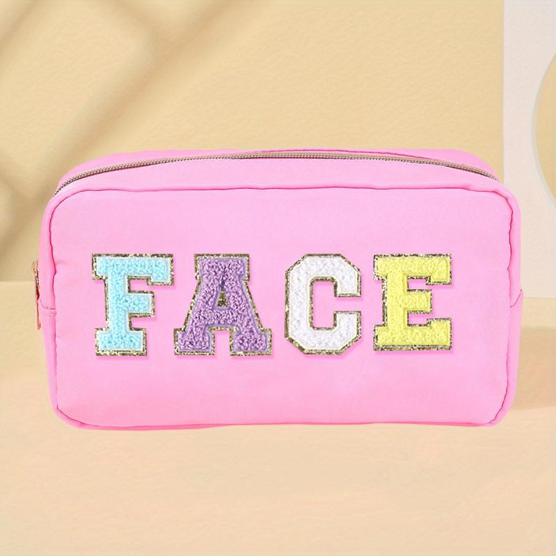 Plush Letter Print Makeup Pouch Zipper Storage Bag