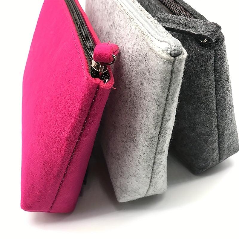 Minimalist Felt Zipper Pouch Lightweight Carry On Bag Coin Purse Clutch Bag