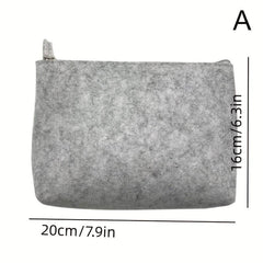 Minimalist Felt Zipper Pouch Lightweight Carry On Bag Coin Purse Clutch Bag