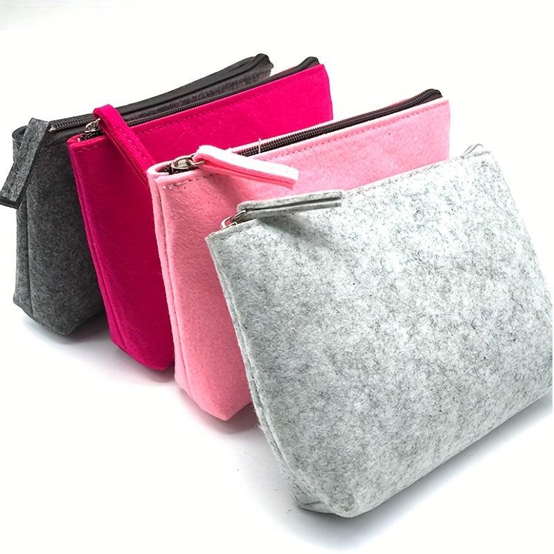 Minimalist Felt Zipper Pouch Lightweight Carry On Bag Coin Purse Clutch Bag