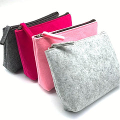 Minimalist Felt Zipper Pouch Lightweight Carry On Bag Coin Purse Clutch Bag