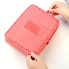 Solid Makeup Bag Zipper Toiletry Wash Bag Travel Cosmetic Bag