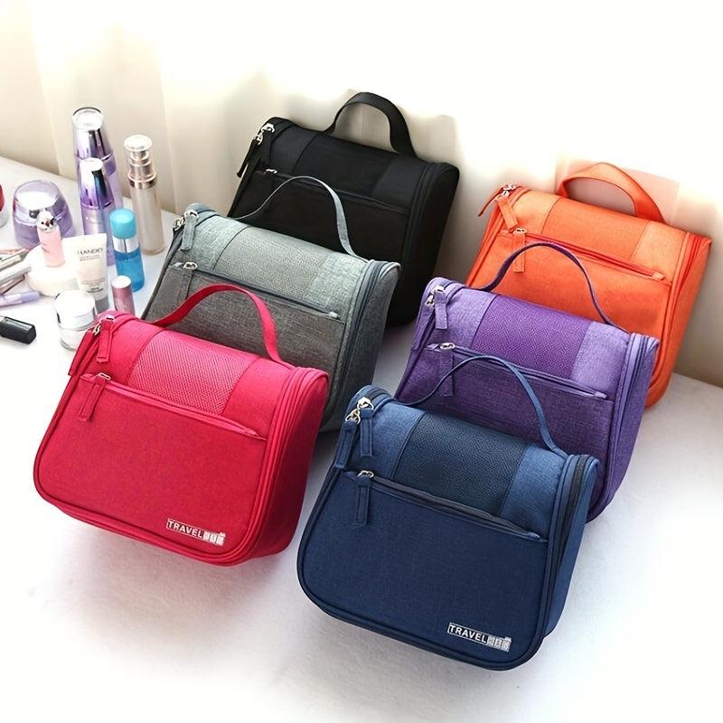 Top Handle Portable Cosmetic Bag Solid Mesh Toiletry Organizer