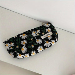 Daisy Embroidered Makeup Pouch Lightweight Cosmetic Bag