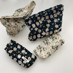 Daisy Embroidered Makeup Pouch Lightweight Cosmetic Bag
