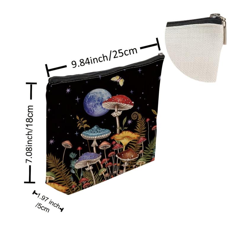 Mushroom Print Canvas Bag Lightweight Shoulder Bag