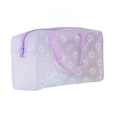 Transparent Flower Pattern Square Makeup Bag Plastic Handheld Cosmetic Bag