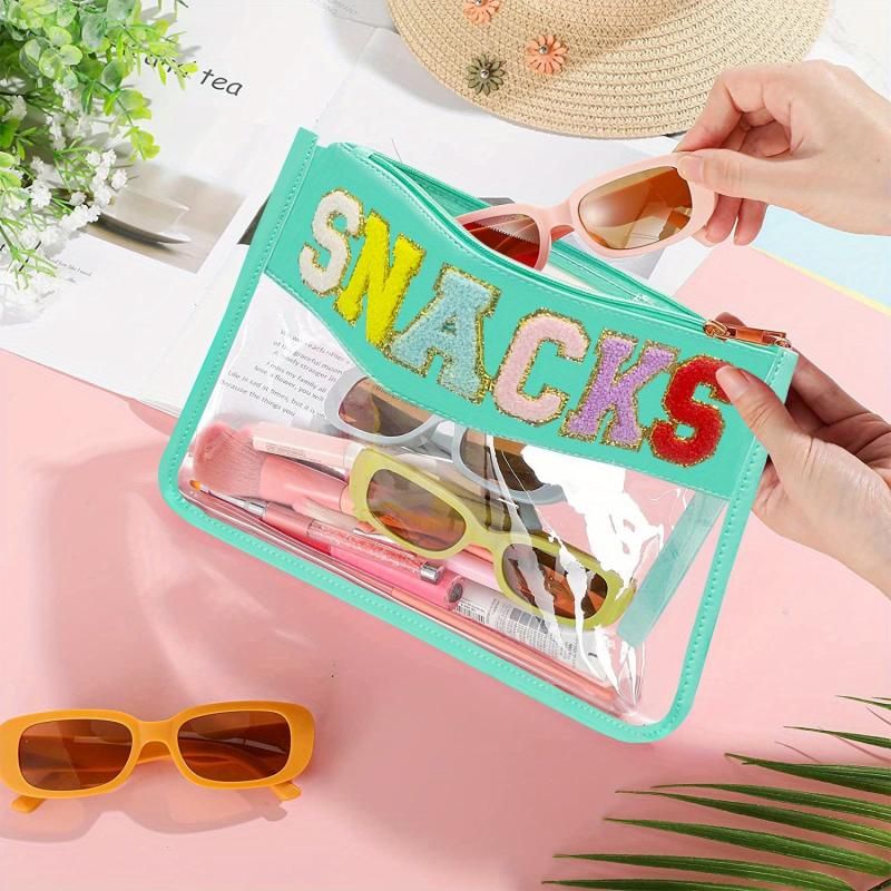Chenille Letter Clear Waterproof Travel Cosmetic Bag