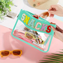 Chenille Letter Clear Waterproof Travel Cosmetic Bag