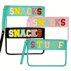 Chenille Letter Clear Waterproof Travel Cosmetic Bag