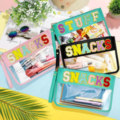 Chenille Letter Clear Waterproof Travel Cosmetic Bag