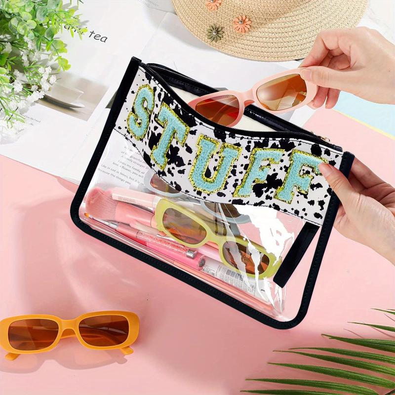Chenille Letter Clear Waterproof Travel Cosmetic Bag
