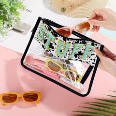 Chenille Letter Clear Waterproof Travel Cosmetic Bag