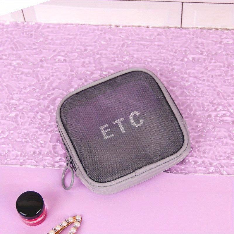 Mini Mesh Storage Pouch Zipper Makeup Bag Lightweight Cosmetic Bag