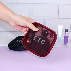 Mini Mesh Storage Pouch Zipper Makeup Bag Lightweight Cosmetic Bag
