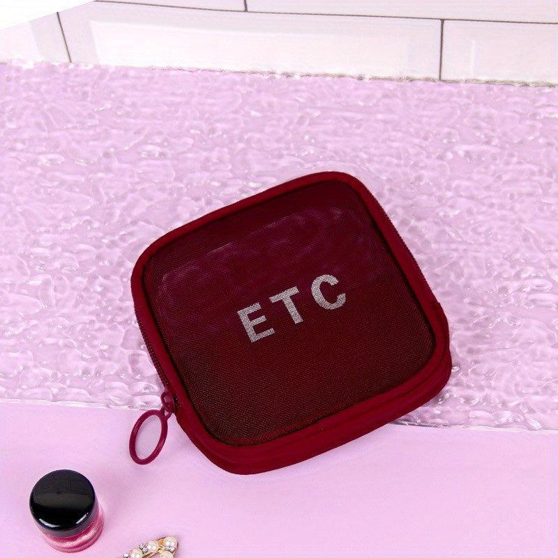 Mini Mesh Storage Pouch Zipper Makeup Bag Lightweight Cosmetic Bag