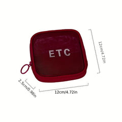 Mini Mesh Storage Pouch Zipper Makeup Bag Lightweight Cosmetic Bag