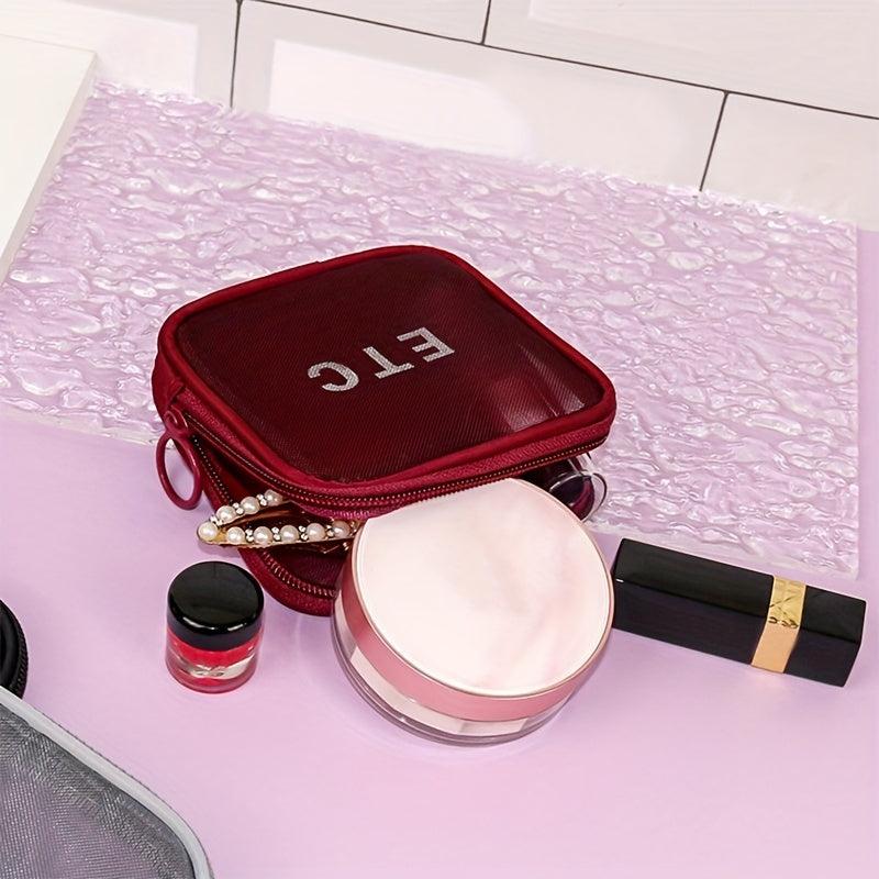 Mini Mesh Storage Pouch Zipper Makeup Bag Lightweight Cosmetic Bag