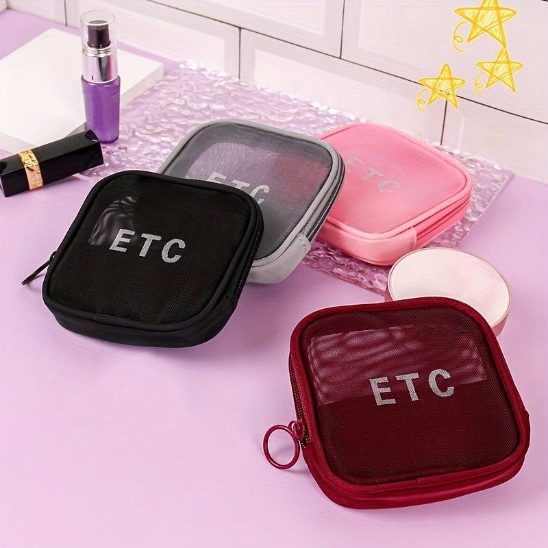 Mini Mesh Storage Pouch Zipper Makeup Bag Lightweight Cosmetic Bag