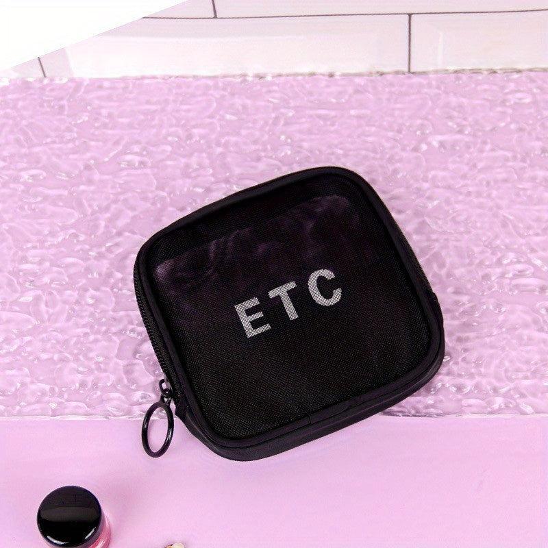 Mini Mesh Storage Pouch Zipper Makeup Bag Lightweight Cosmetic Bag
