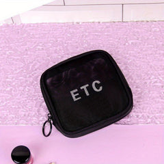 Mini Mesh Storage Pouch Zipper Makeup Bag Lightweight Cosmetic Bag