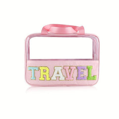 Large Capacity Portable Makeup Bag Semi Transparent Storage Bag