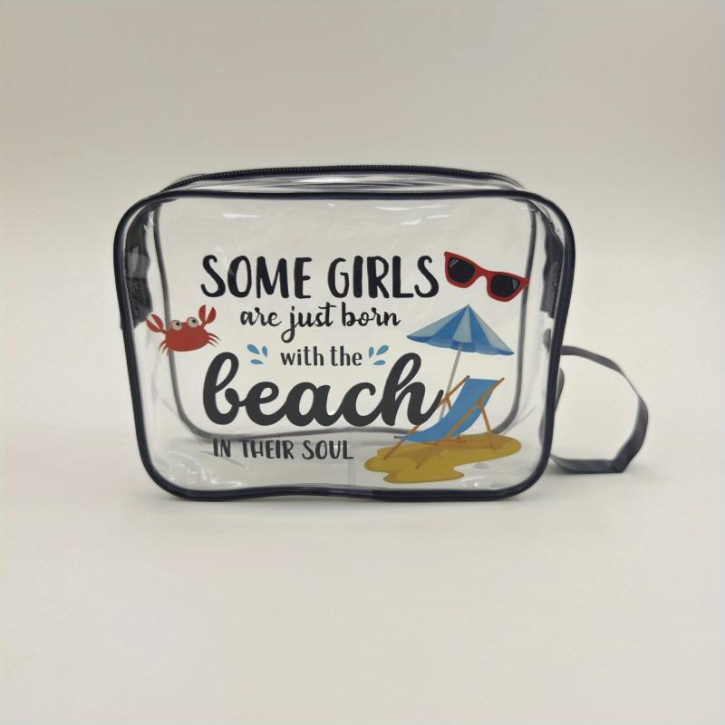 PVC Transparent Beach Cosmetic Bag Outdoor Multifunctional Wash Bag Print