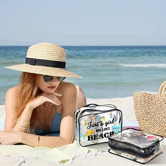 PVC Transparent Beach Cosmetic Bag Outdoor Multifunctional Wash Bag Print