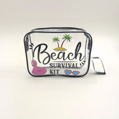 PVC Transparent Beach Cosmetic Bag Outdoor Multifunctional Wash Bag Print