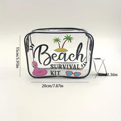 PVC Transparent Beach Cosmetic Bag Outdoor Multifunctional Wash Bag Print