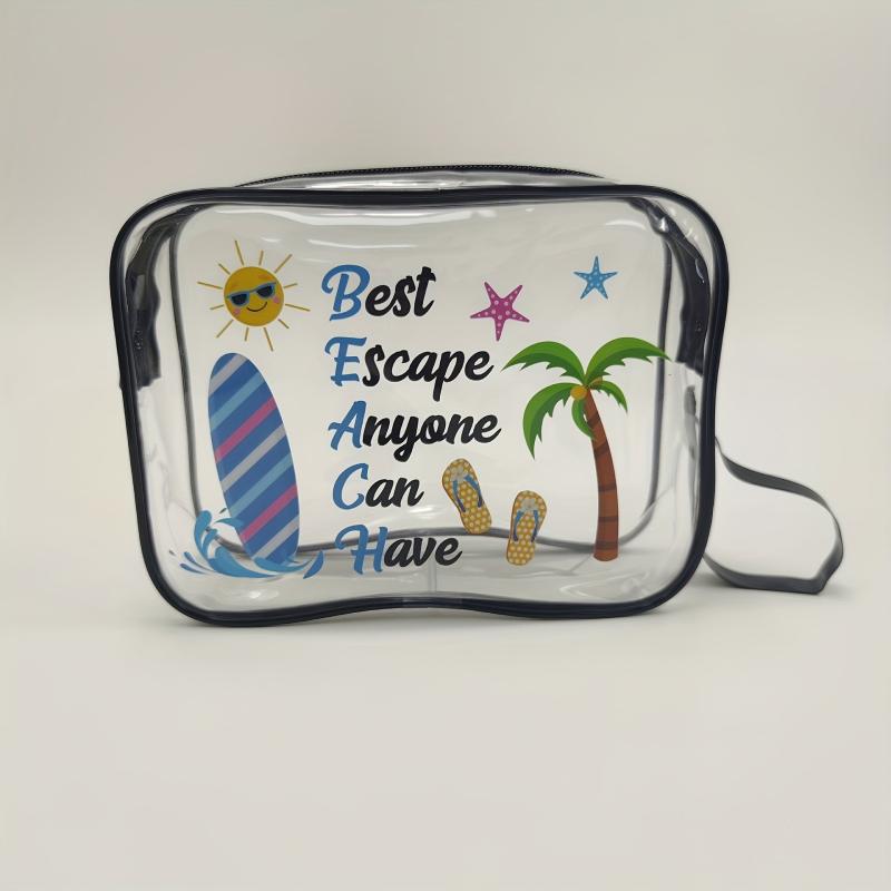 PVC Transparent Beach Cosmetic Bag Outdoor Multifunctional Wash Bag Print