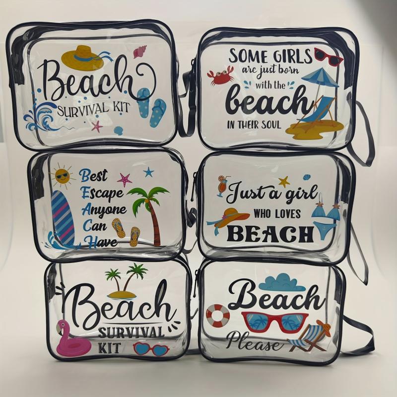 PVC Transparent Beach Cosmetic Bag Outdoor Multifunctional Wash Bag Print