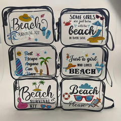 PVC Transparent Beach Cosmetic Bag Outdoor Multifunctional Wash Bag Print