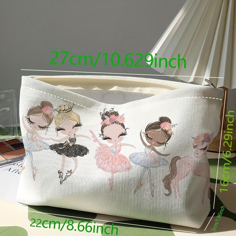 Cartoon Ballerina Girls Pattern Makeup Pouch