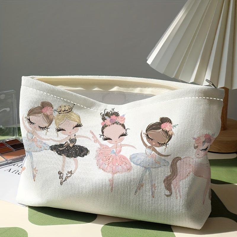 Cartoon Ballerina Girls Pattern Makeup Pouch