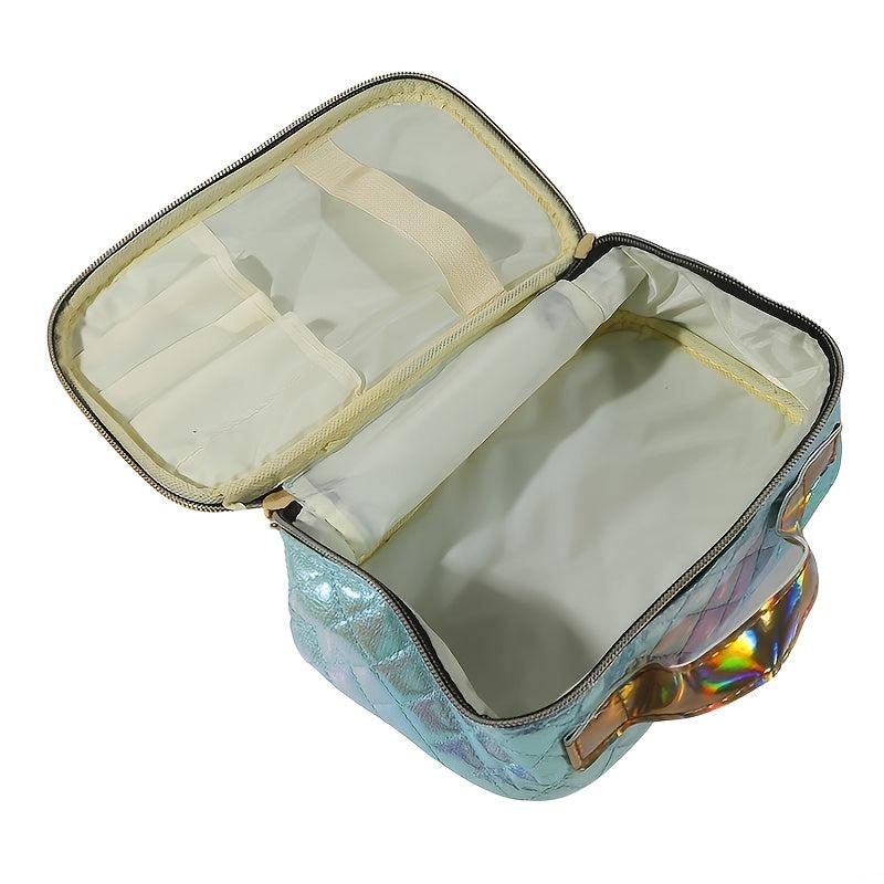 PU Bright Makeup Bag Multifunction Argyle Storage Bag