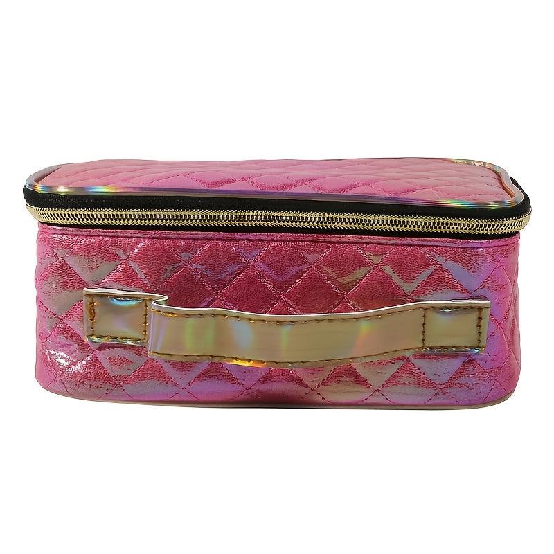 PU Bright Makeup Bag Multifunction Argyle Storage Bag